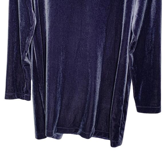 Chicos M Womens Blue Soft Stretch Velvet Tunic Top V Neckline 3/4 Length Sleeves - Picture 6 of 10